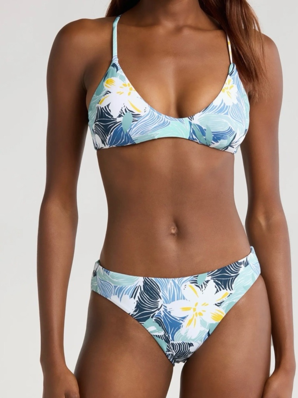 NWT! Roxy Light Blue Athletic Reversible Smooth Waters Bikini Set